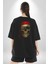 Karayip Korsan Kurukafa Pamuklu Kadın Erkek Oversize Sırt Dijital Baskılı Siyah T-Shirt 1