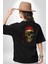 Karayip Korsan Kurukafa Pamuklu Kadın Erkek Oversize Sırt Dijital Baskılı Siyah T-Shirt 2