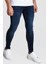 Erkek Lacivert Slim Fit Likralı Dar Paça Kot Pantolon Denim Jean 1