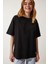 Basic Oversize Örme T-Shirt Siyah 1