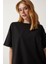 Basic Oversize Örme T-Shirt Siyah 2