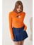 Cut Out Detaylı Fitilli Örme Bluz Oranj 1