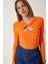 Cut Out Detaylı Fitilli Örme Bluz Oranj 4