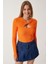 Cut Out Detaylı Fitilli Örme Bluz Oranj 5
