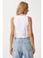 LYL0002 V Yaka Crop Denim Yelek Beyaz 4