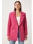 Düğmeli Blazer Tüvit Ceket Koyu Pembe LWF0003 1