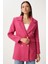 Düğmeli Blazer Tüvit Ceket Koyu Pembe LWF0003 2
