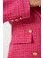 Düğmeli Blazer Tüvit Ceket Koyu Pembe LWF0003 4