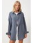 Oversize Basic Müslin Gömlek Antrasit LMX0002 1