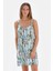 33584 Pamuklu Desenli Askılı Kadın Gecelik Mint 1