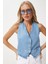 V Yaka Crop Denim Yelek Açık Mavi LYL0002 1