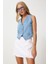 V Yaka Crop Denim Yelek Açık Mavi LYL0002 2