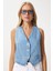 V Yaka Crop Denim Yelek Açık Mavi LYL0002 3