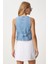V Yaka Crop Denim Yelek Açık Mavi LYL0002 5