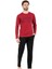 6061 Erkek Uzun Kollu Bisiklet Yaka Pijama Takımı-Bordo 1