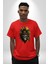 Kurukafa Iskelet Kızılderili Tüy Kartal Şefi Pamuklu Bisiklet Yaka Kadın Erkek Oversize Boyfriend Dijital Baskılı Kırmızı T-Shirt 4