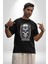 Kask Miğfer Iskelet Asker Pamuklu Bisiklet Yaka Kadın Erkek Oversize Boyfriend Dijital Baskılı Siyah T-Shirt 4