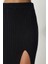 Fitilli Crop Etek Triko Takım Siyah LPF0053 5