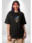 Iskelet Karayip Korsaları Pamuklu Bisiklet Yaka Kadın Erkek Oversize Boyfriend Dijital Baskılı Siyah T-Shirt 4