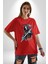 Azrail Ölüm Tanrısı Iskelet Pamuklu Bisiklet Yaka Kadın Erkek Oversize Boyfriend Dijital Baskılı Kırmızı T-Shirt 1