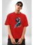 Azrail Ölüm Tanrısı Iskelet Pamuklu Bisiklet Yaka Kadın Erkek Oversize Boyfriend Dijital Baskılı Kırmızı T-Shirt 3