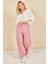 Kadın Pudra Beli Lastikli Bol Paça Salaş Yazlık Pantolon AEROBIN-865829 1