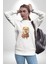 Teacup Pomernian Çeket  Kadın Erkek  Beyaz Baskılı Sweatshirt 3