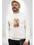 Teacup Pomernian Çeket  Kadın Erkek  Beyaz Baskılı Sweatshirt 5