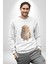 Baykuş Kadın Erkek Beyaz Baskılı Sweatshirt 1