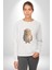 Baykuş Kadın Erkek Beyaz Baskılı Sweatshirt 2