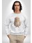 Baykuş Kadın Erkek Beyaz Baskılı Sweatshirt 5