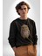 Baykuş Kadın Erkek Siyah Baskılı Sweatshirt 2