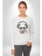 Kulaklıklı Hipster Portre Panda Kadın Erkek Beyaz Baskılı Sweatshirt 4