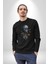 Cadılar Bayramı Kuru Kafa Kadın Erkek Siyah Baskılı Sweatshirt 1