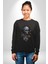 Cadılar Bayramı Kuru Kafa Kadın Erkek Siyah Baskılı Sweatshirt 4