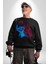 Lilo ve Stitch Aşk Kadın Erkek Siyah Sweatshirt 4