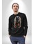 Şimşek Yağmur Kedi Kadın Erkek Siyah Baskılı Sweatshirt 4