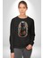 Şimşek Yağmur Kedi Kadın Erkek Siyah Baskılı Sweatshirt 5