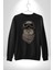 Kasket Bandana Motorcu Kedi Kadın Erkek Siyah Baskılı Sweatshirt 3