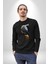Yapay Zeka Kartal Kuş Tasarımı Kadın Erkek Siyah Baskılı Sweatshirt 1