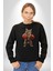 Boks Yapan Kedi Kadın Erkek Siyah Baskılı Sweatshirt 3
