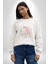 Unicorn Çiçek Kadın Erkek Beyaz Baskılı Sweatshirt 5