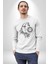 Ay Güneş Astroloji Aşk Estetik Kadın Erkek Beyaz Baskılı Sweatshirt 2