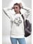 Ay Güneş Astroloji Aşk Estetik Kadın Erkek Beyaz Baskılı Sweatshirt 3