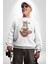 Kedi ve Köpek Sonsuzadek Arkadaşız Kadın Erkek Beyaz Baskılı Sweatshirt 2