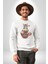 Kedi ve Köpek Sonsuzadek Arkadaşız Kadın Erkek Beyaz Baskılı Sweatshirt 5