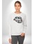 Ay Yıldız Dudak Bulut Dövme Kadın Erkek Beyaz Baskılı Sweatshirt 5