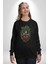 Kalp Parmak Kız Yeşillik Mutluluk Kadın Erkek Siyah Baskılı Sweatshirt 1