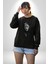 Asyalı Samuray Siyah Beyaz Dövmeli Çift Yüz Kadın Erkek Siyah Baskılı Sweatshirt 1