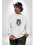 At Kafası Renkli Kadın Erkek Beyaz Baskılı Sweatshirt 4